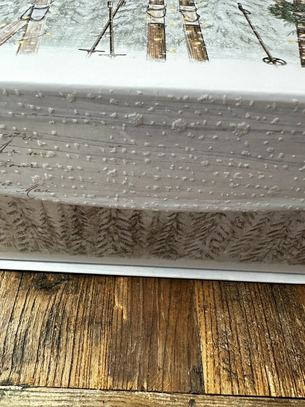 Rustic Ski Canvas Wall Art in Brown & White gift box